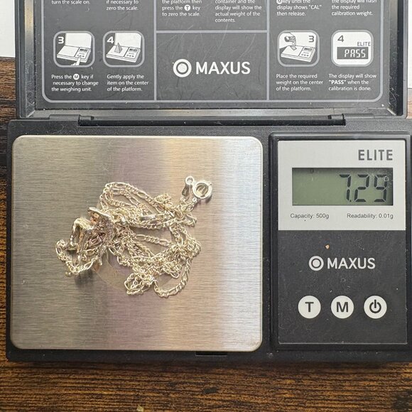 VTG Sterling Silver 925 Dancing Figure Textured Pendant Necklace Size 26" Length - Picture 14 of 16